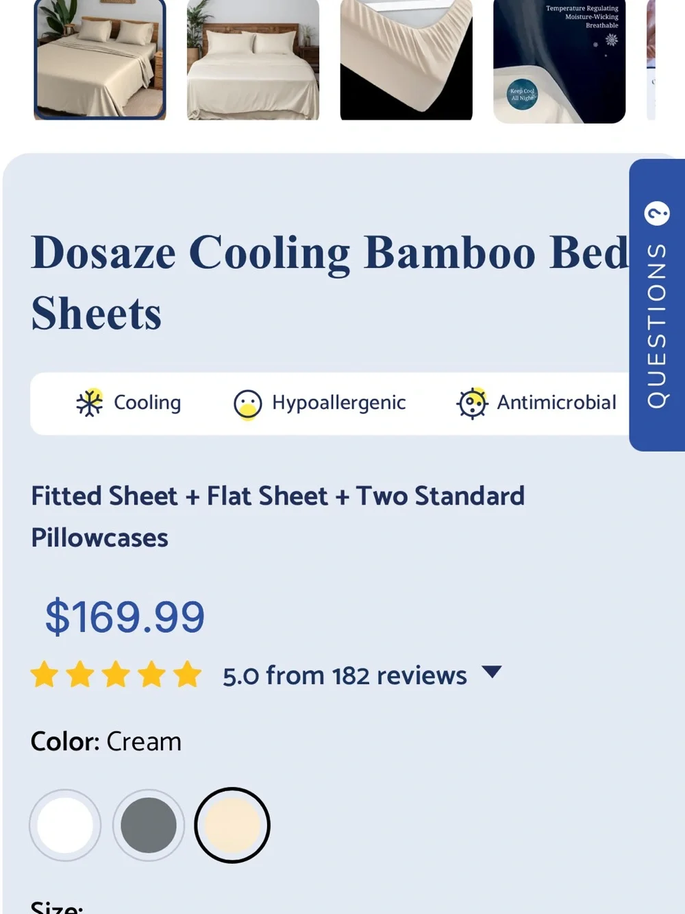 Dosaze Cooling Bamboo Sheets - King